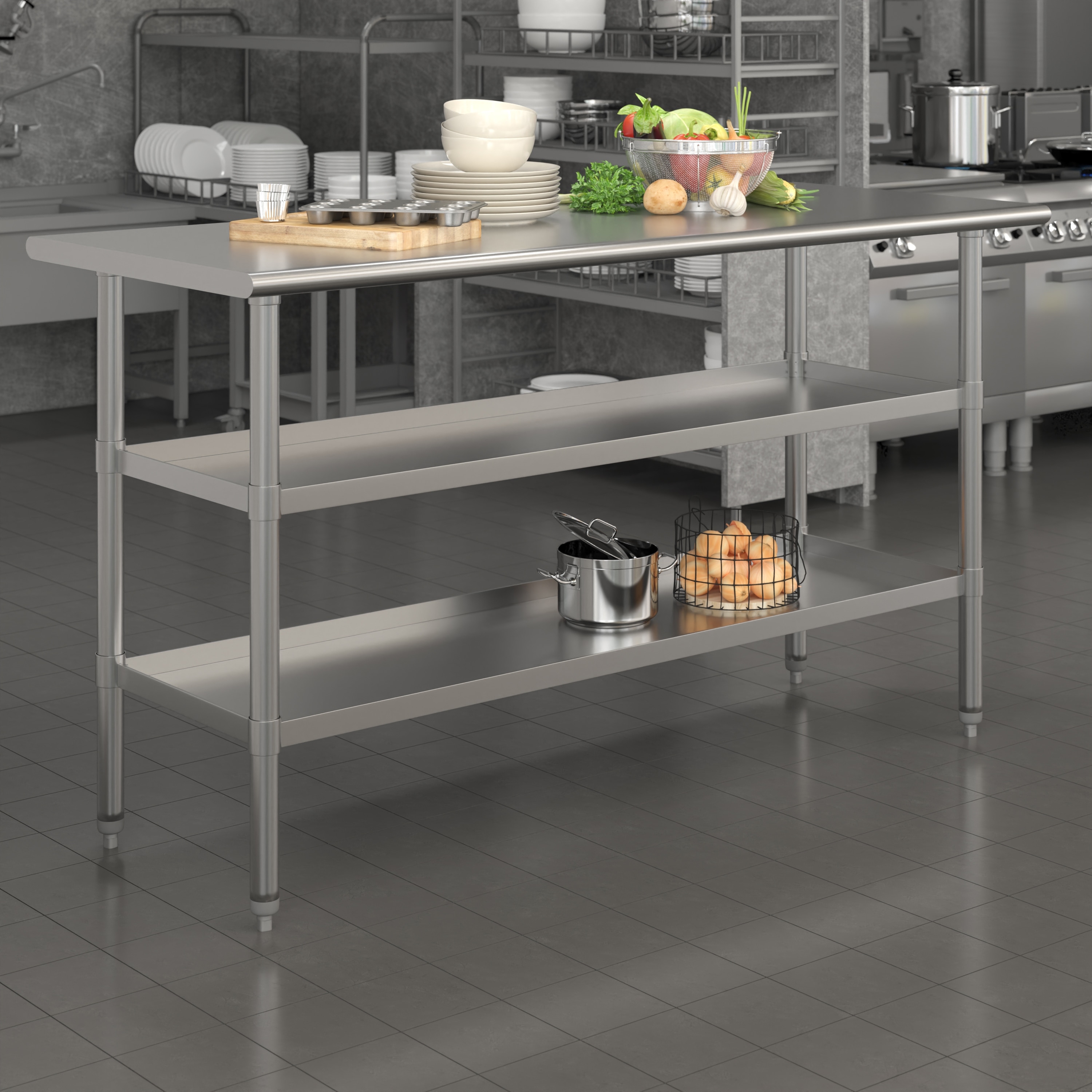 NSF Certified Commercial 18-Gauge Stainless Steel Work and Prep Table