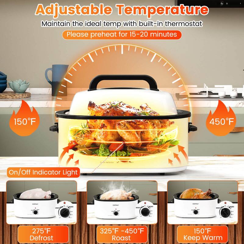 Costway 22 QT Electric Roaster Oven with Visible & Self-Basting Lid, - See Details