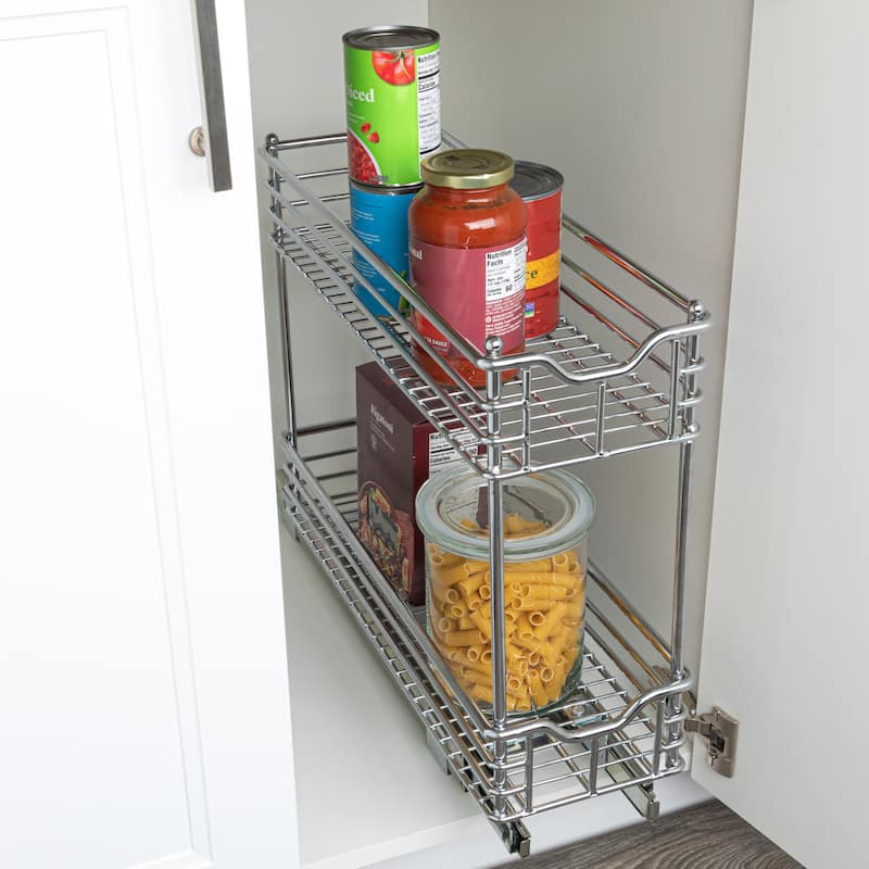 Household Essentials Sliding Organizer, Chrome - 21.0"L x 7.0"W x 17.5"H
