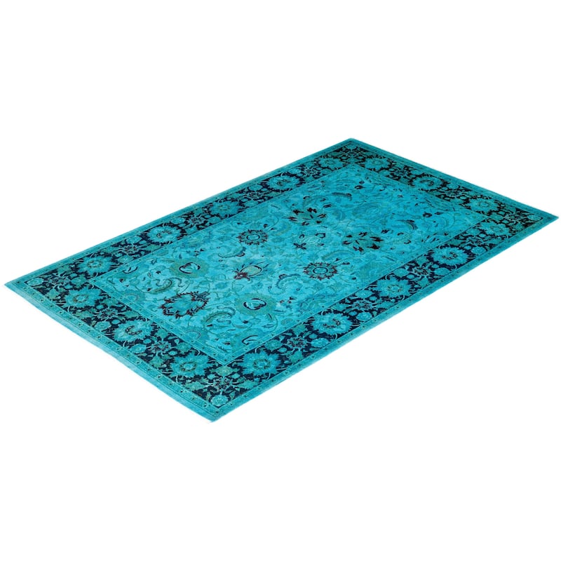 Overdyed, One-of-a-Kind Hand-Knotted Area Rug - Blue - 4' 0" x 6' 6"