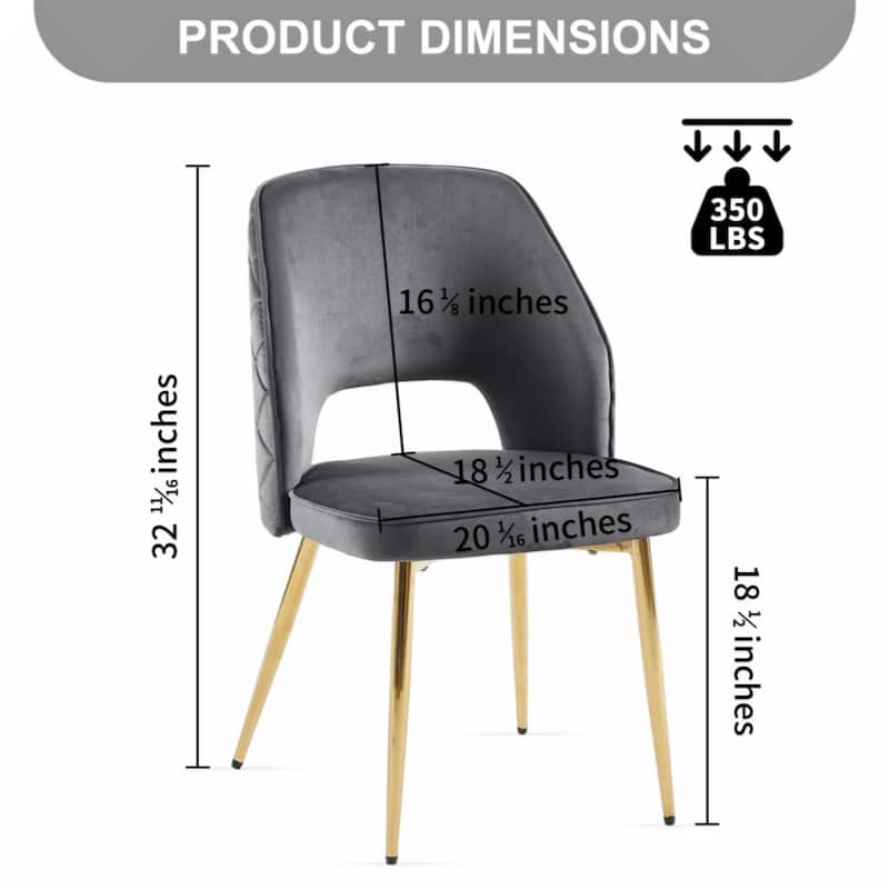 Velvet Dinning Chairs with Metal Legs and Hollow Back Upholstered Dining Chairs Set of 4