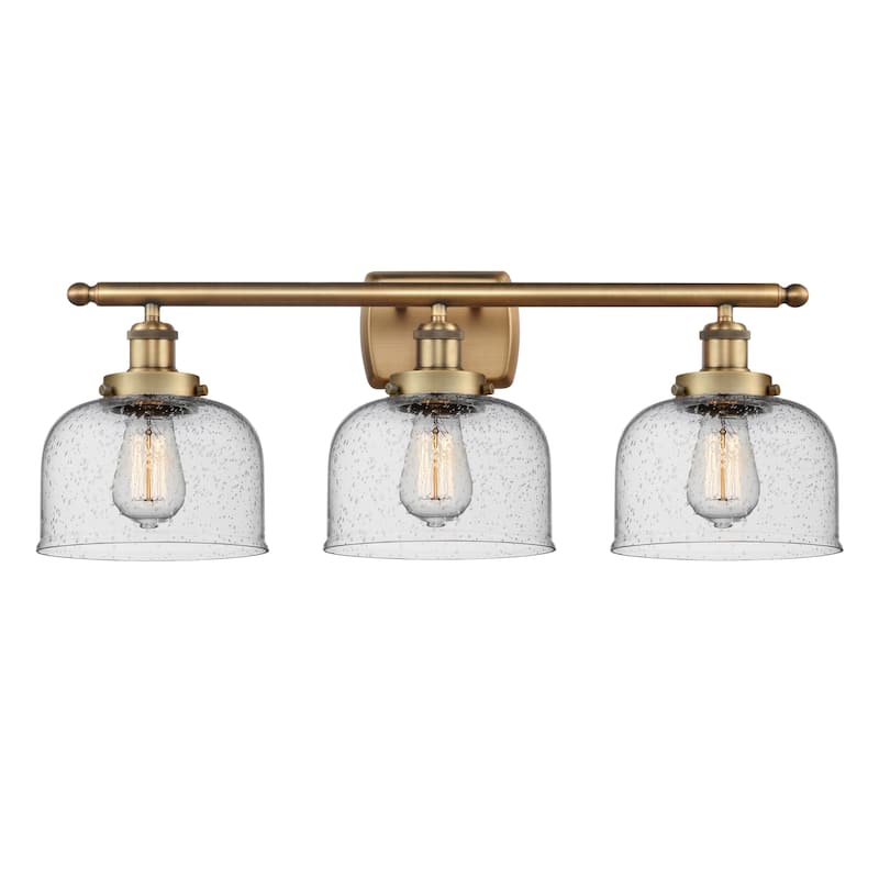 Innovations Lighting 916-3W-13-28 Bell Vanity Bell 3 Light 28" Wide - Brushed Brass / Seedy
