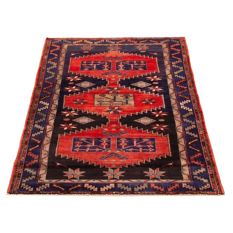 ECARPETGALLERY Hand-knotted Andelz Dark Navy, Red Wool Rug - 4'7 x 7'3