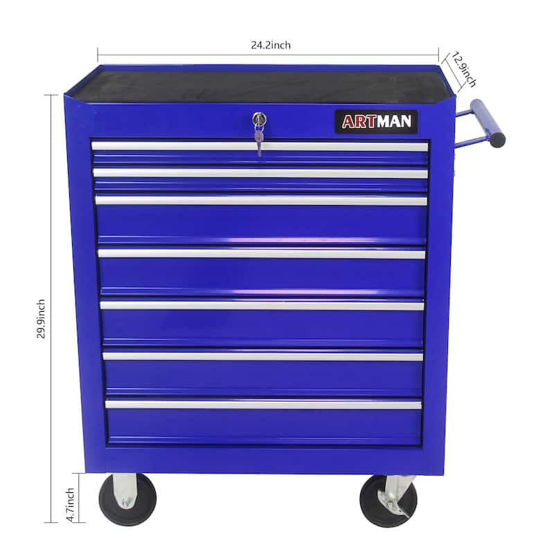 7 Drawers Steel Too Cart with 4 Wheels
