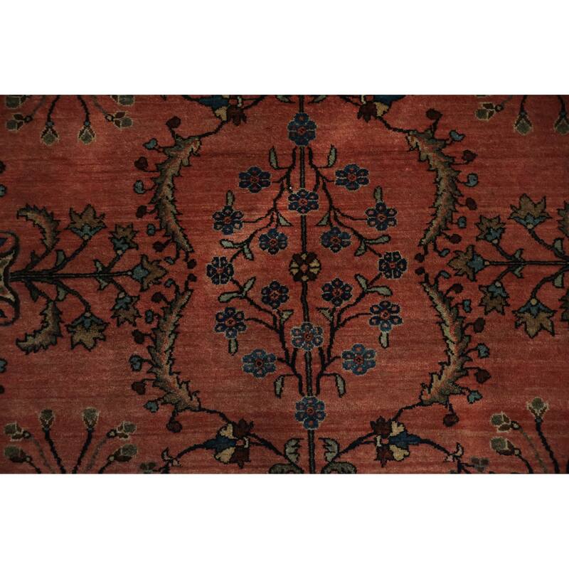 Hand Knotted Oriental 100% Wool Carpet Traditional Floral Oranges & Rust Sarouk Area Rug - 6' 5'' X 4' 1''
