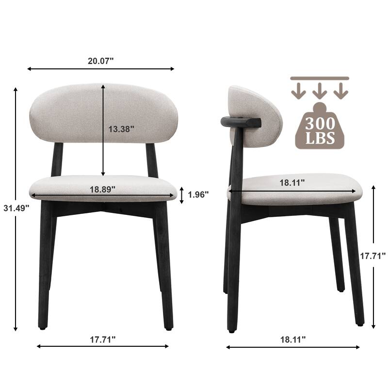 Side Chair Kitchen Chair Grey Leisure Chair Office Chair Set of 2 Dining Chair Accent Chair with Wood Legs