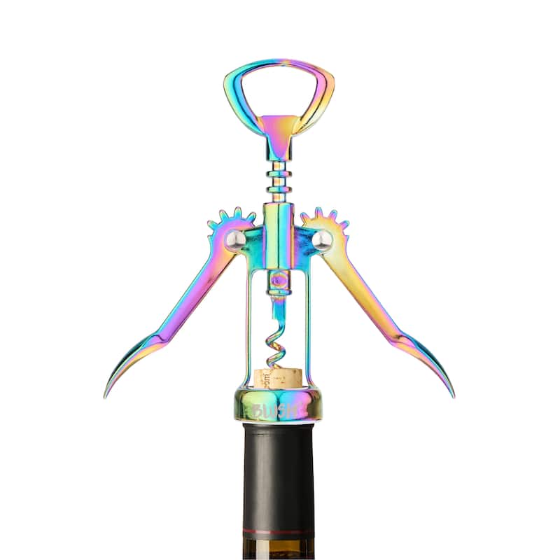Blush Winged Corkscrew, Iridescent Bottle Opener, Cork Remover, Cute Rainbow Wine Gift Accessory, Mirage, Set of 1