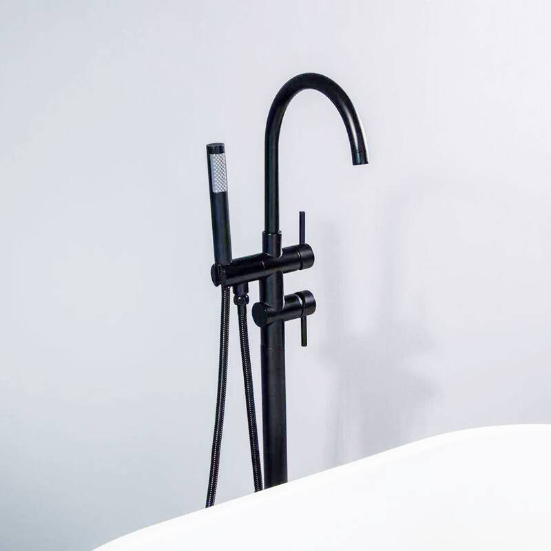 Double Handle Floor Mounted Freestanding Tub Filler Trim