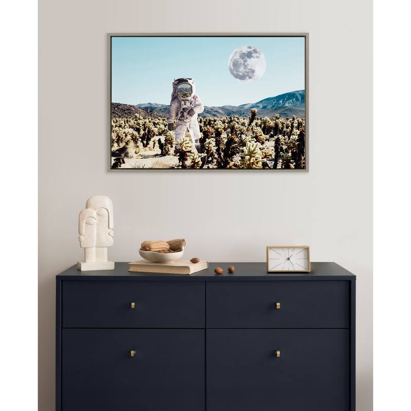 Kate and Laurel Sylvie Astronaut Planet Desert Moon Framed Canvas by July Art Prints