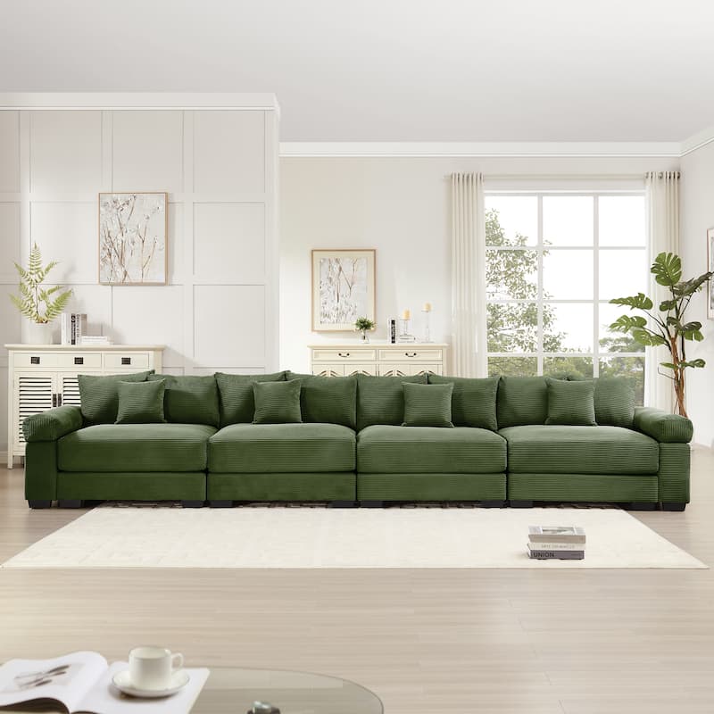 GDFStudio - Corduroy 4-Seater 170" Cloud Sofa Couch with Extra-Thick Armrests