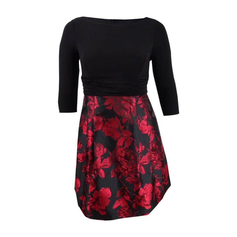 Jessica Howard Women's Solid & Floral Fit & Flare Dress