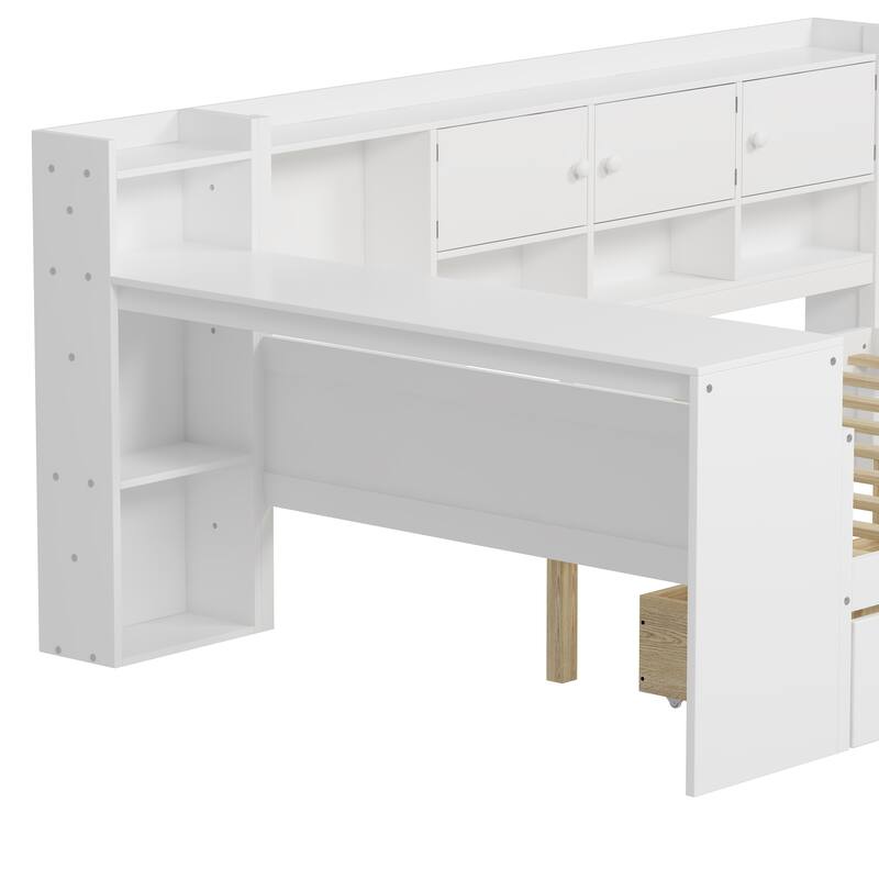 L-Shaped Daybed with Storage and Study Desk by Harper&Bright Designs