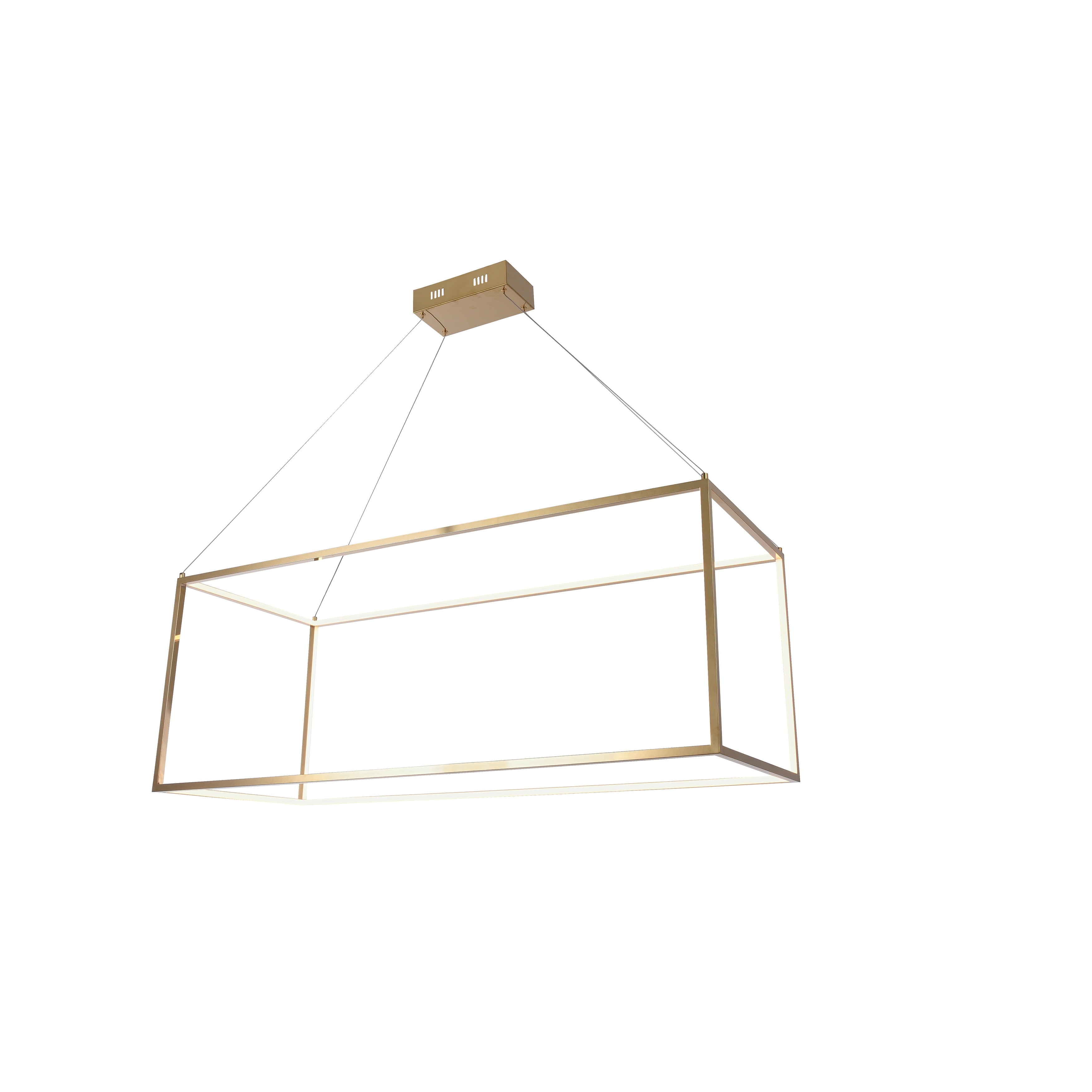 Modern 1-Light Gold Stainless Steel Floating LED Box Chandelier