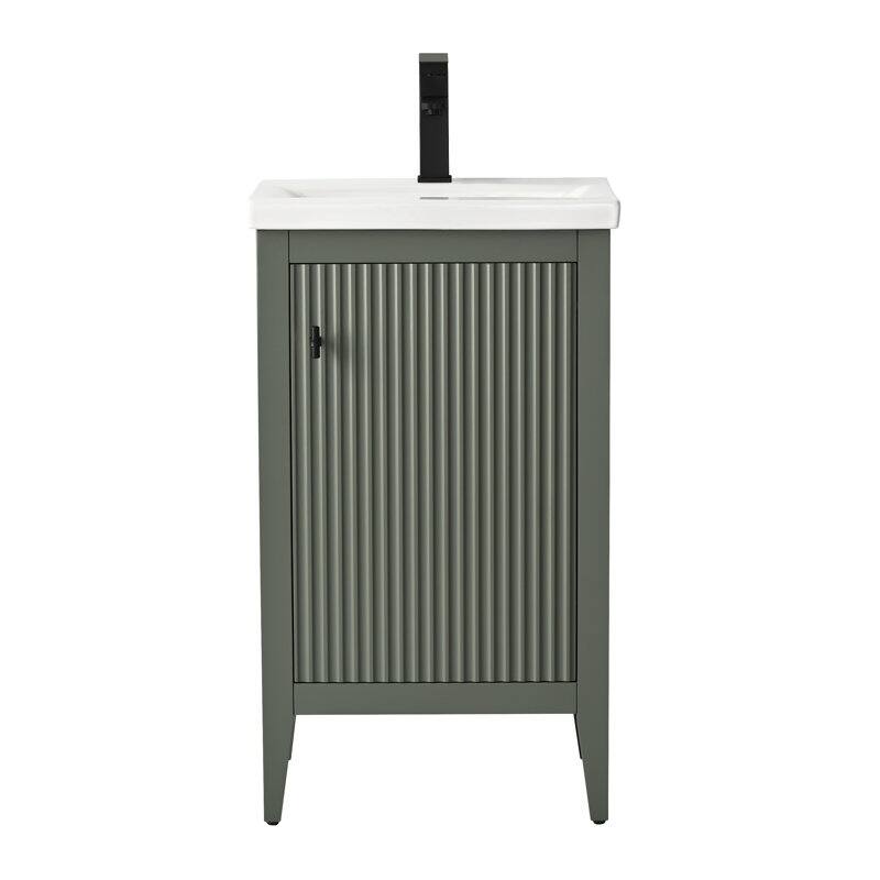 Vanity Art 20" Single Sink Bathroom Vanity Cabinet with Ceramic Top