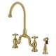 preview thumbnail 2 of 25, English Country Bridge Kitchen Faucets with Brass Sprayer Chrome/Clear