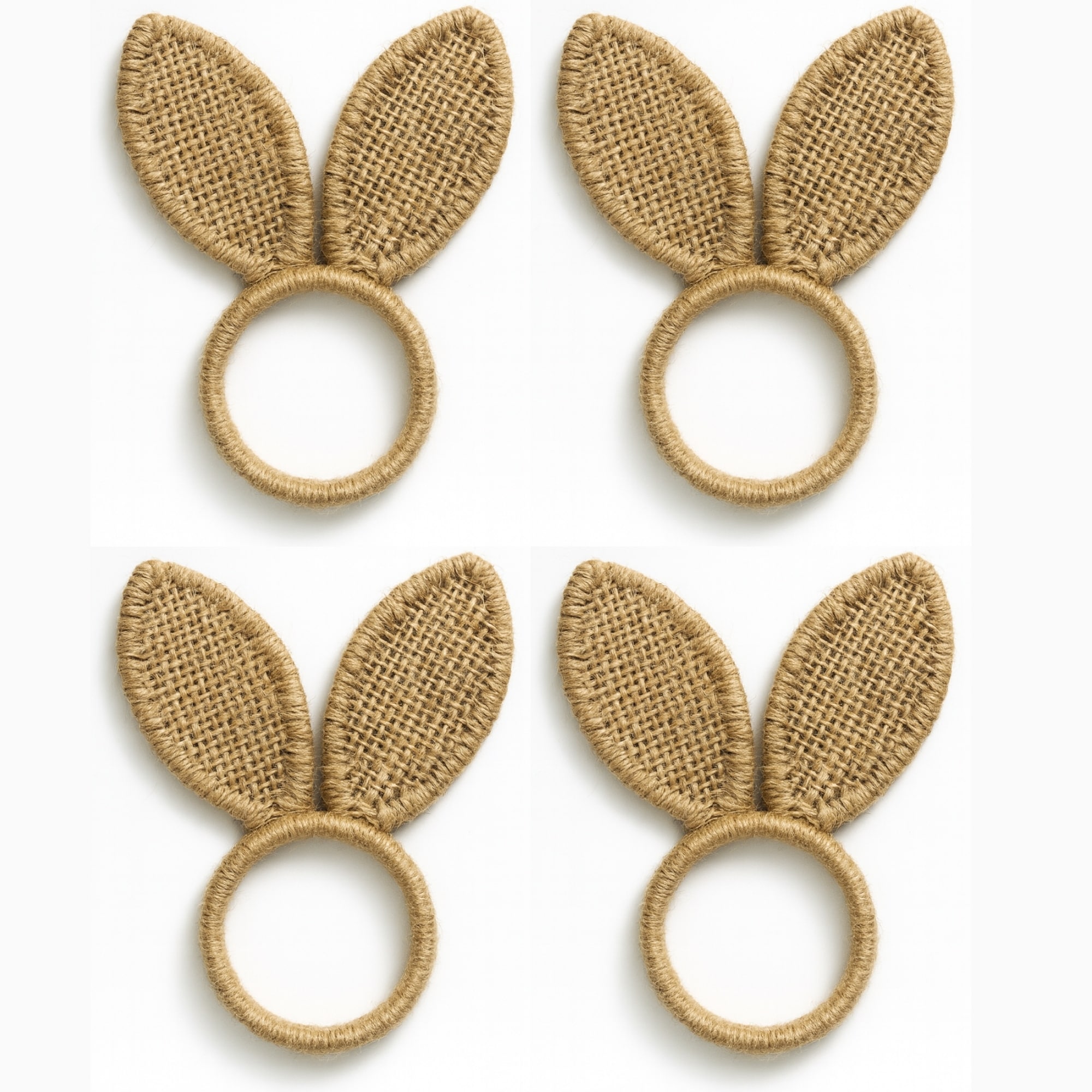 Burlap Bunny Ear Napkin Rings, Set of 4