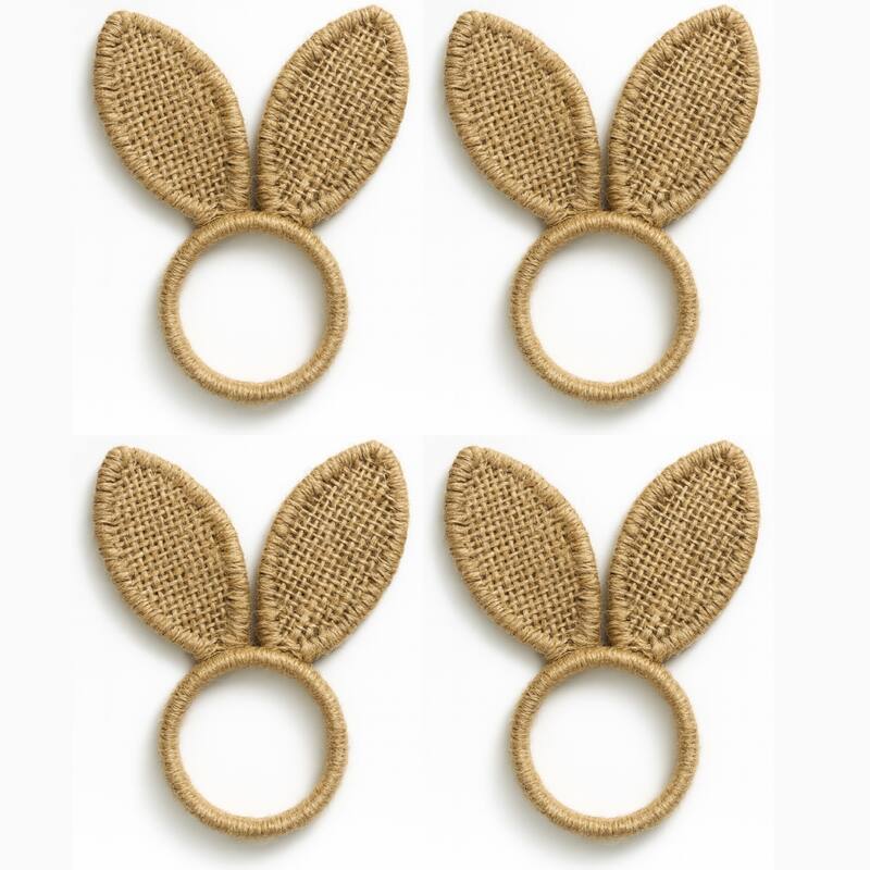 Burlap Bunny Ear Napkin Rings, Set of 4 - Set of 4
