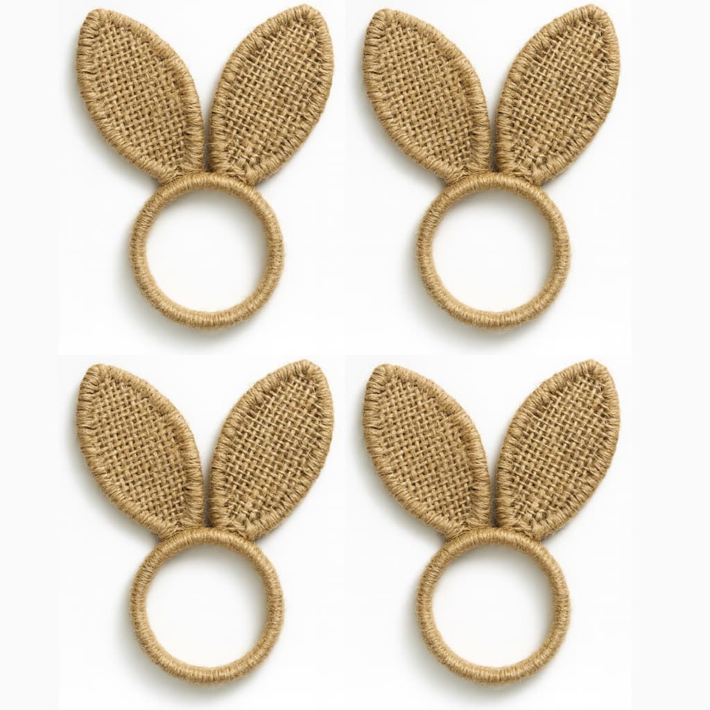 Burlap Bunny Ear Napkin Rings, Set of 4