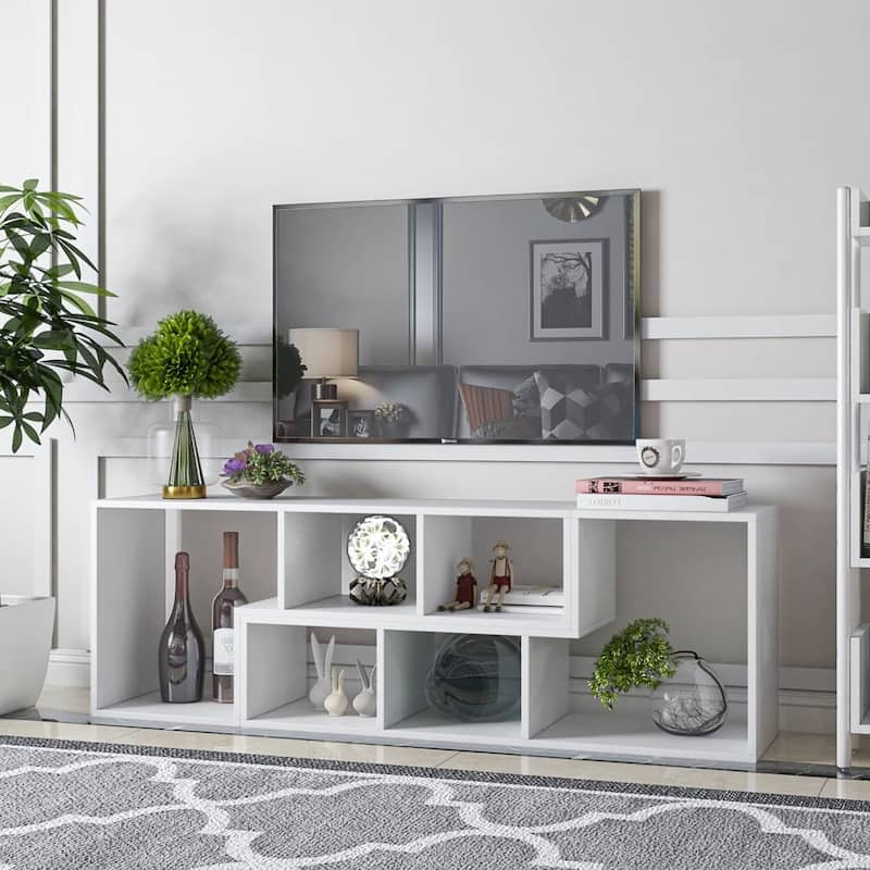 Grondin 2-Piece L Shaped TV Stand, Multi-Functional Free Combination Media Console Bookshelf for Living Room Bedroom