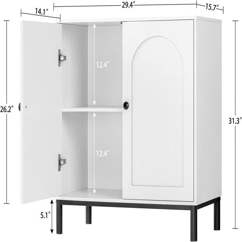 Bathroom Storage Cabinet Sideboard Buffet Cabinet with Shelf Doors - 15.75"D x 29.53"W x 31.5"H