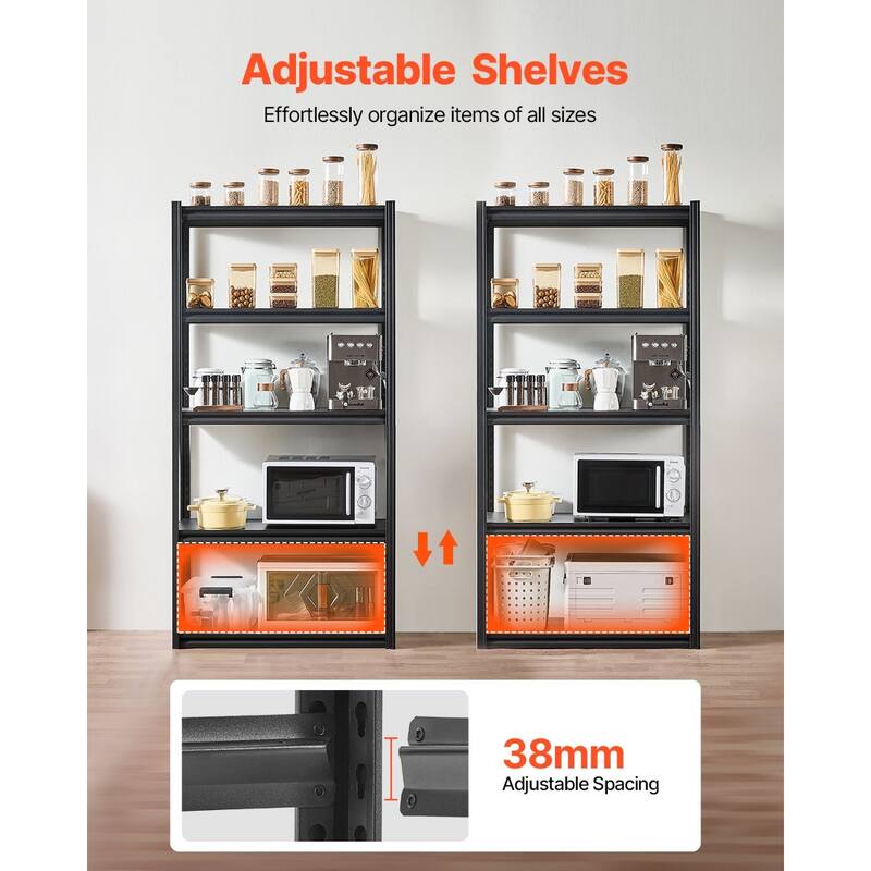 Black Steel Adjustable Garage Shelves, 3000 lbs Heavy-Duty Rack