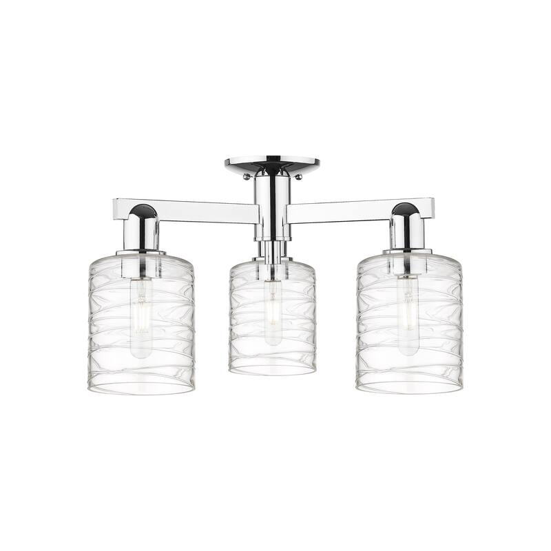 Innovations Lighting Endless Possibilities Arcadia - Cobbleskill - 3 Light 23" Semi-Flush Mount - Deco Swirl/Polished Chrome