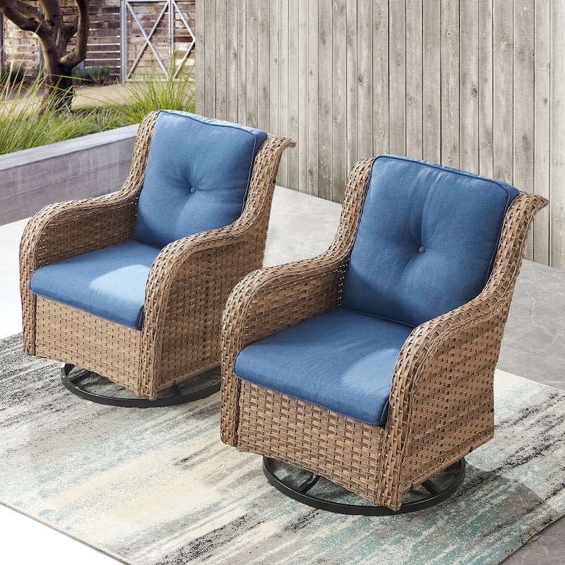 Gymojoy Patio Swivel Chair Rocking Chair Set - Yellow - Blue