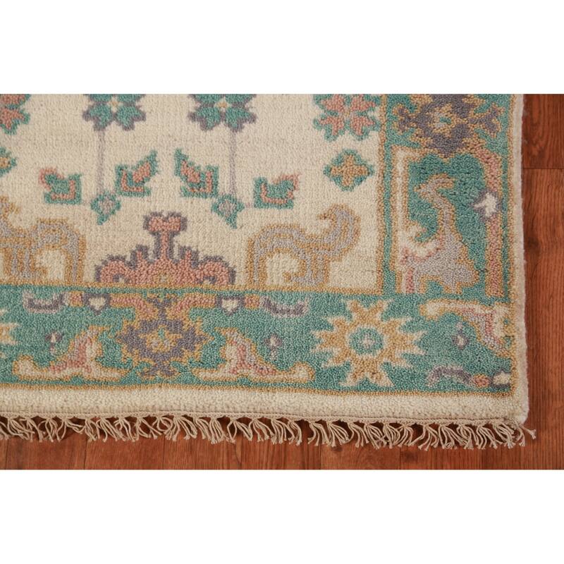 Ivory Oushak Oriental Runner Rug Hand-Knotted Wool Carpet - 2'7"x 7'11"