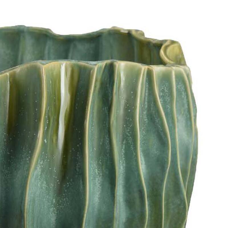 Esam Decorative Planter, Textured Ceramic Body, 19 Inch Dark Blue