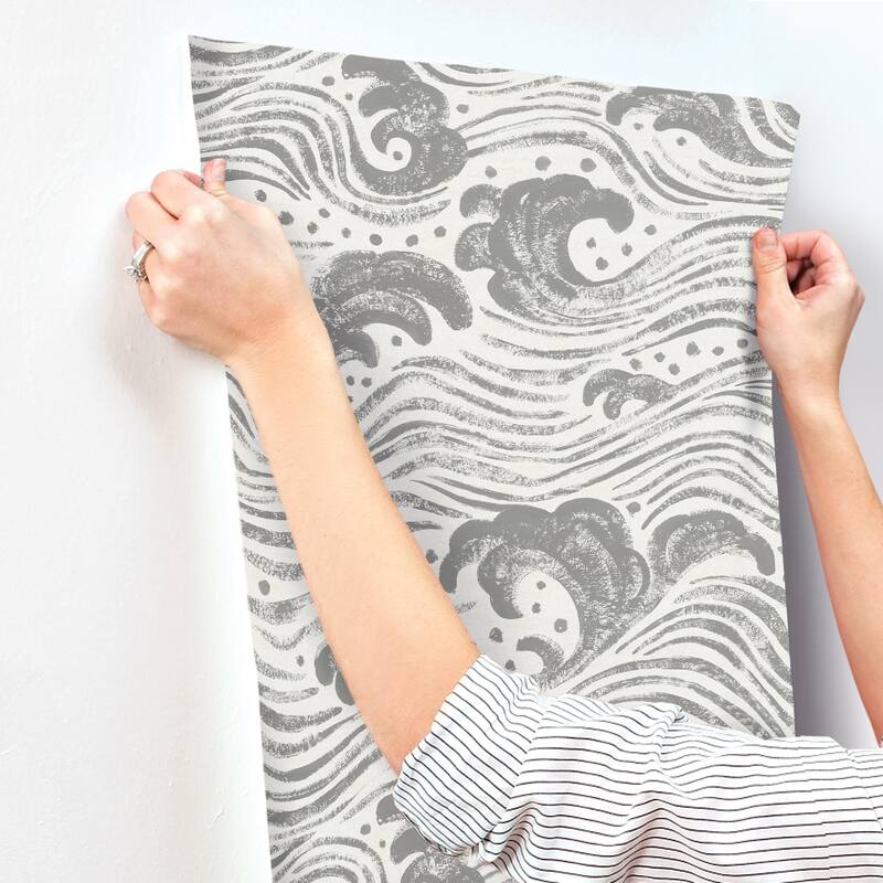 A-Street Prints Swell Charcoal Ocean Wave Wallpaper
