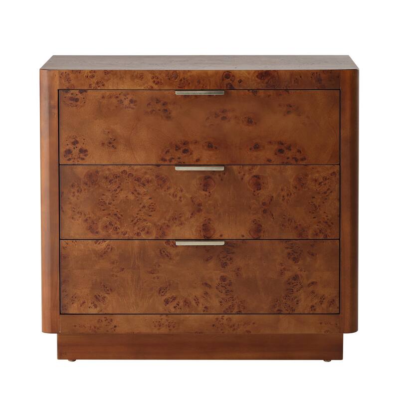 COZAYH Burl Finish Nightstand, Rustic Farmhouse Dresser, Vintage Accent Wood Storage Bedside Table, Fully Assembled