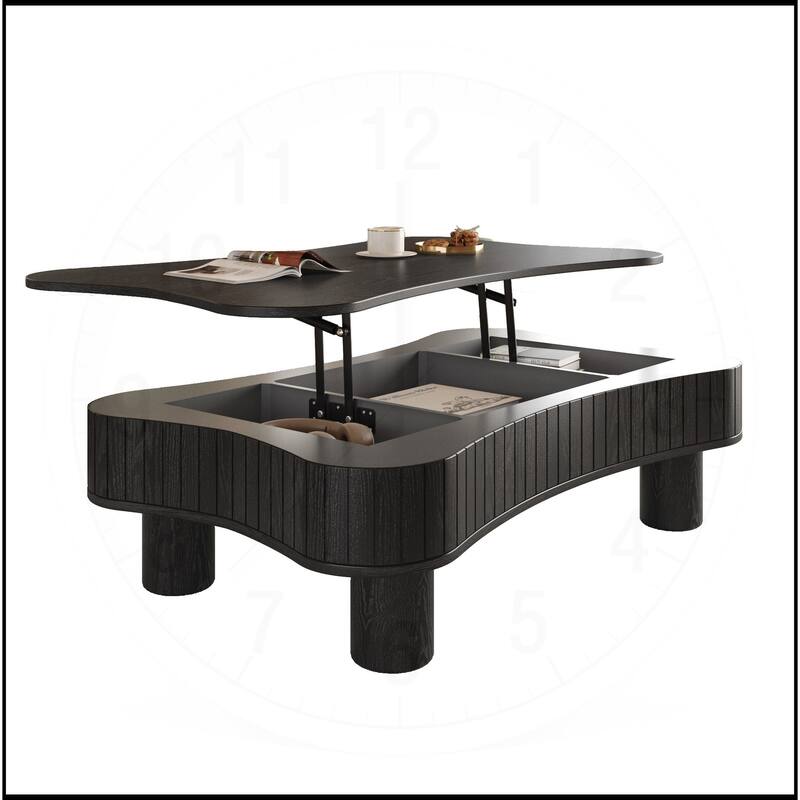 42" Lift Top Coffee Table with Fluted Panel Hidden Storage