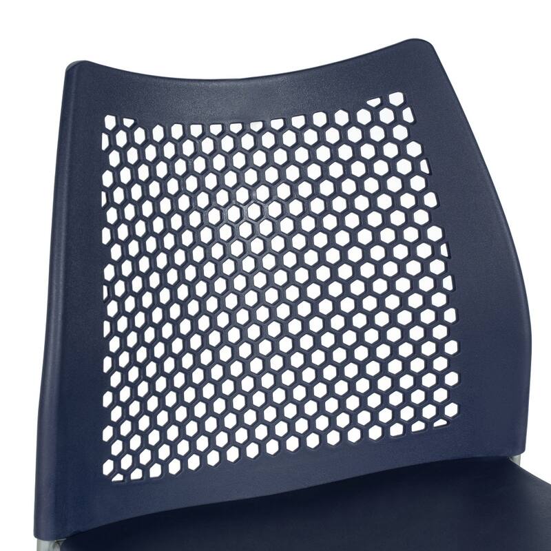 3 Pack Stackable Sled Base Barstool with Vented Back and Integrated Footrest - 19.75"W x 23.25"D x 44.25"H