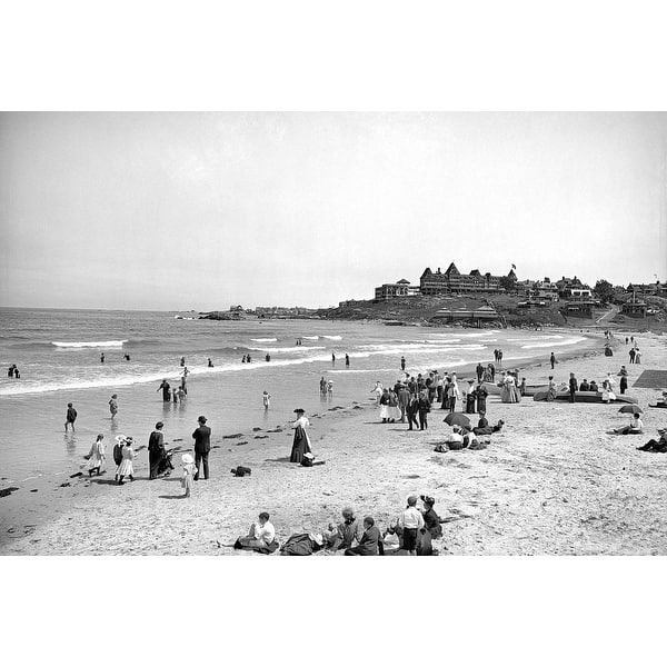 Nantasket BeachAtlantic House and surf bathers Black and White Gallery
