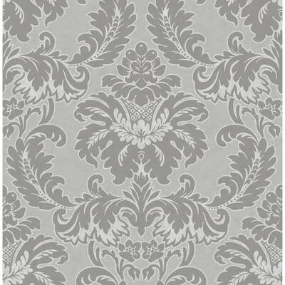 Windsor Grey Damask Wallpaper