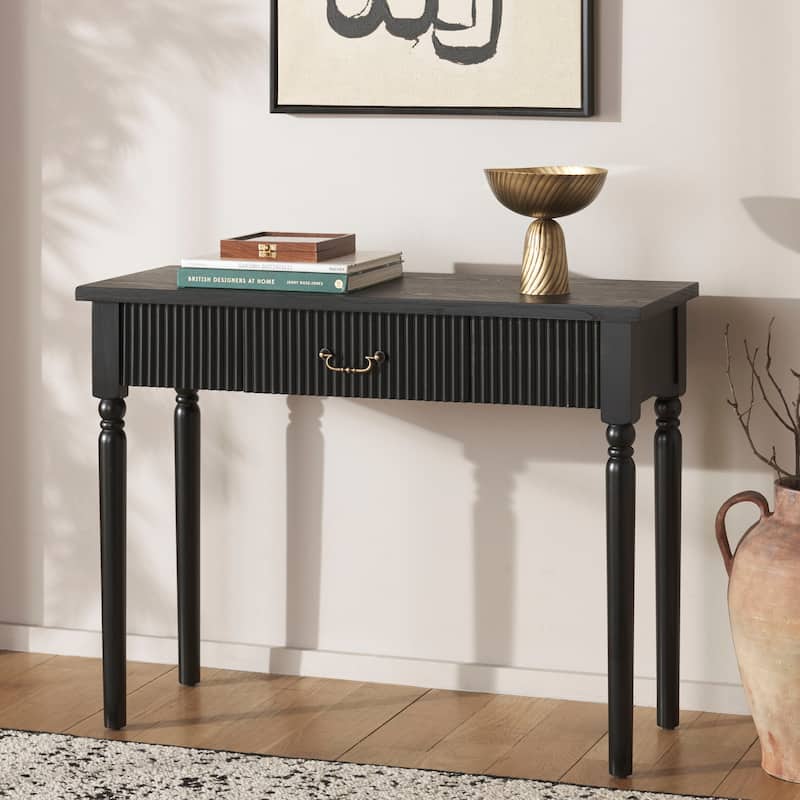SAFAVIEH Hanaka 1-Drawer Console Table - 39"W x 14"D x 30"H - Black