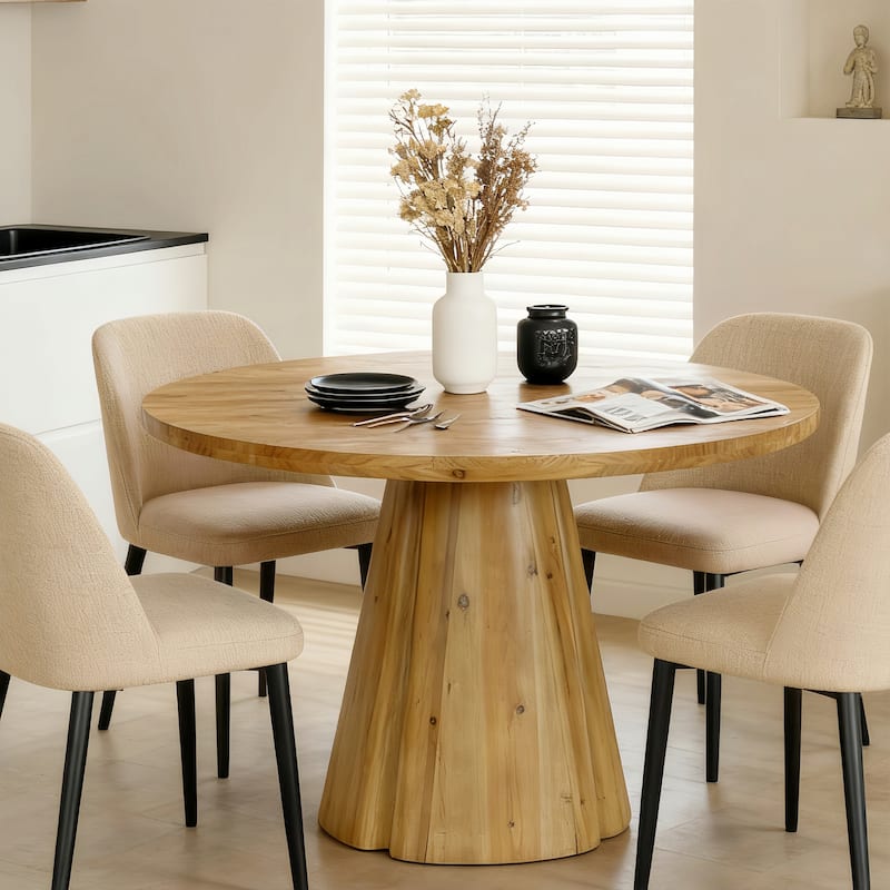 47.24" Round Solid Wood Dining Table For Kitchen, Dining Room