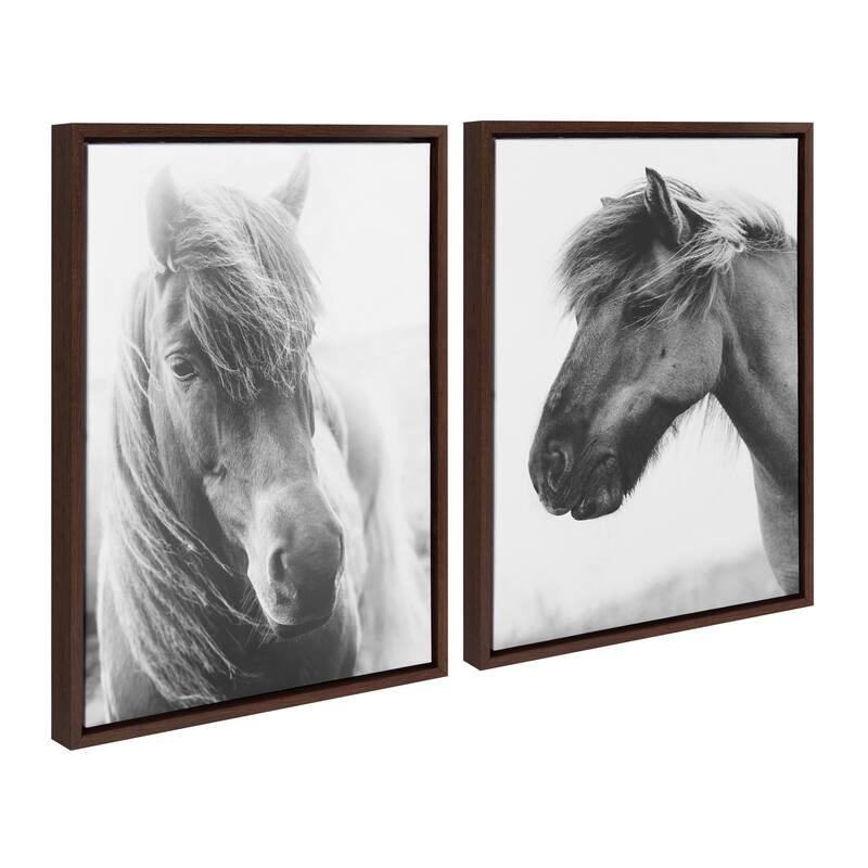 Kate and Laurel Sylvie Horse Framed Canvas Set by Alicia Abla