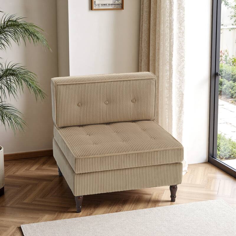 Modular Corduroy Armless Chair Upholstered Lounge Sofa