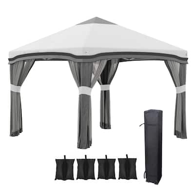 Steel Polyester Pop-Up Outdoor Gazebo Three-level Adjustable Legs - 114.5" L x 114.5" W x 114.25" H