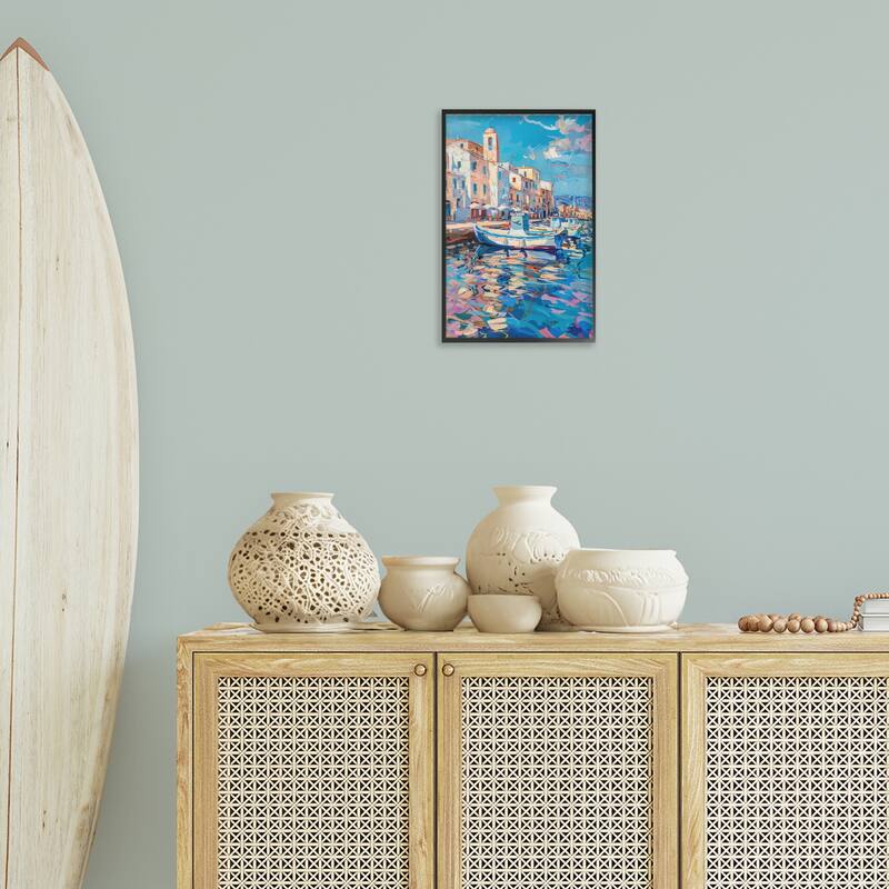 Stupell Coastal City Harbor Framed Giclee Art Design By LSR Design Studio