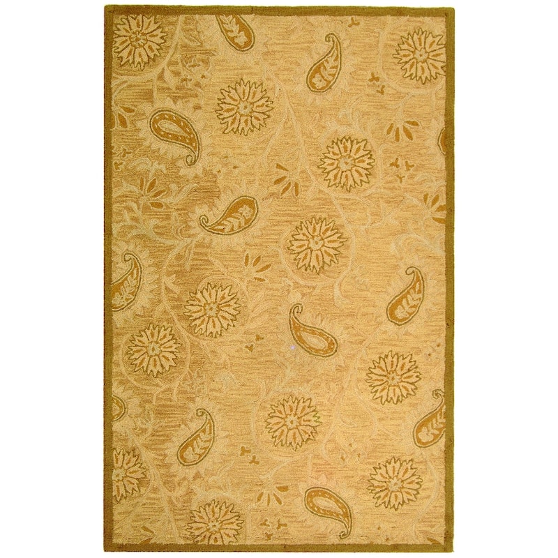 SAFAVIEH Handmade Berkeley Paisley Dosha Botanical Wool Rug - 3'9" x 5'9" - Light Brown - Rectangle