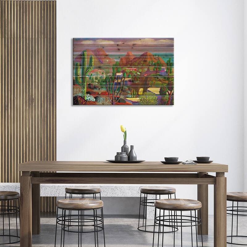 Phoenix After California Falls In The Ocean Print On Wood by Charles Harker - Multi-Color