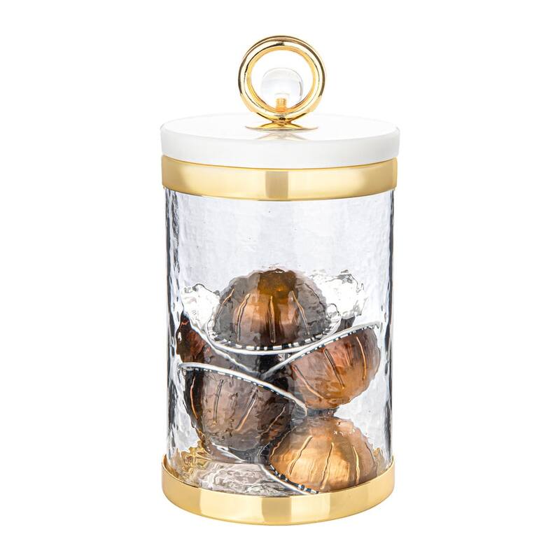 Canister with Marble Lid and Clear Ball Knob (3 Size Options) - Medium