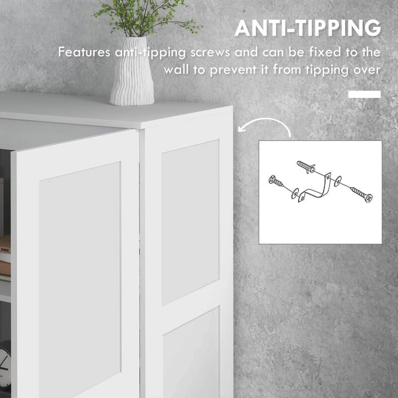 Modern Freestanding Storage Cabinet with Adjustable Shelf and Soft Close Door for Home or Office