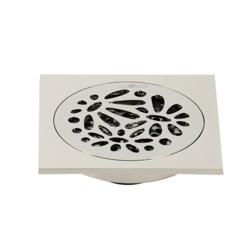 Kingston Brass Watercourse Floral 4" Square Grid Shower Drain - Polished Nickel