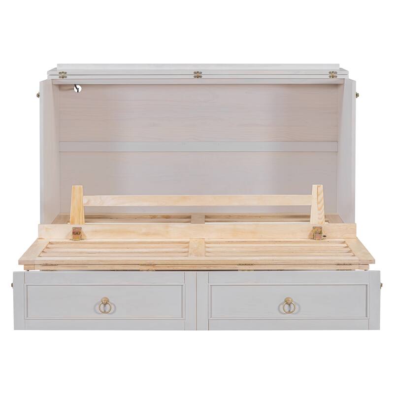 Queen Size Murphy Bed with Versatile Storage & Large Drawers