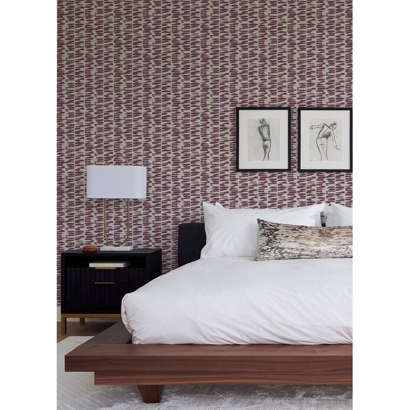 A-Street Prints Myrtle Purple Abstract Stripe Wallpaper