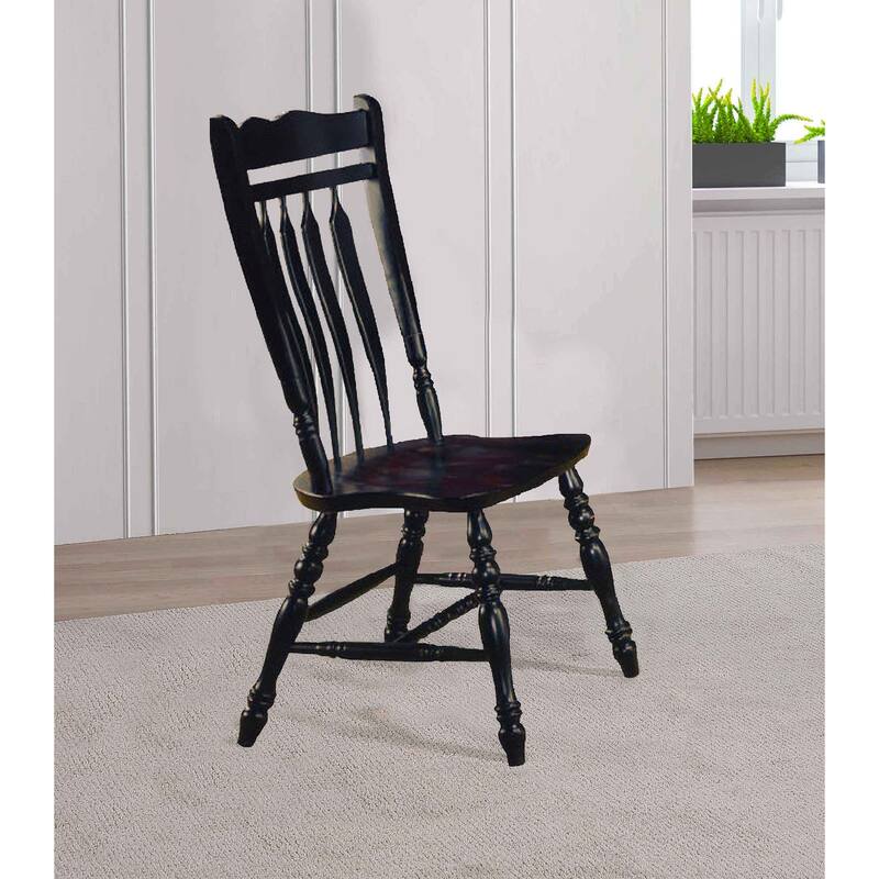 Distressed Wooden Side Chairs - 42" - Black - Set of 2