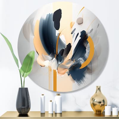 Designart "Abstract Flower Painting" Abstract Metal Round Wall Art